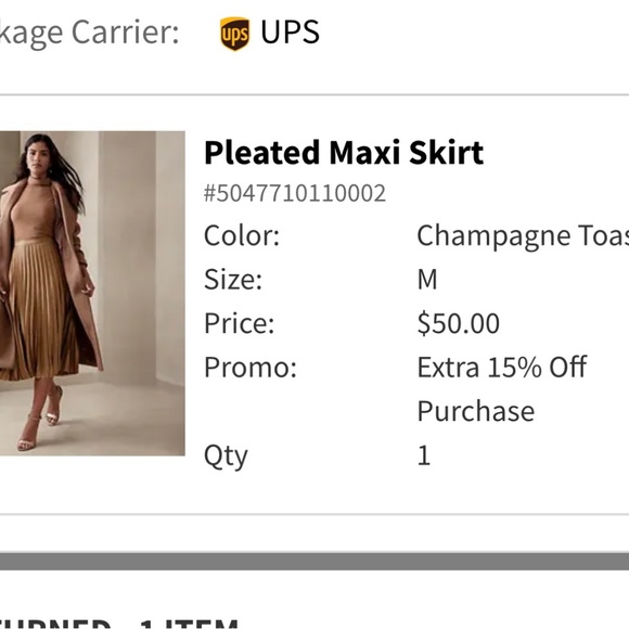 NEW WITH TAGS-   pleated maxi skirt and silky cowl neck tank - Picture 3 of 3